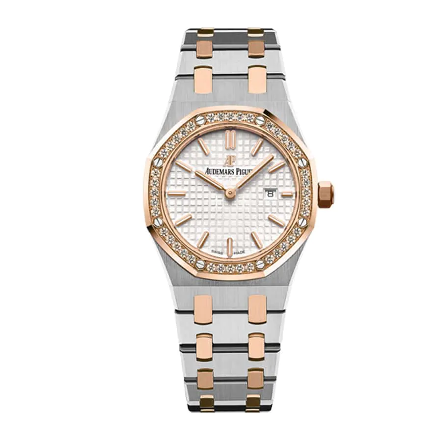 Audemars Piguet Royal Oak Quartz Ladies Rose Gold/Steel Silver Index Diamond Bezel 67651SR.ZZ.1261SR.01 Replica